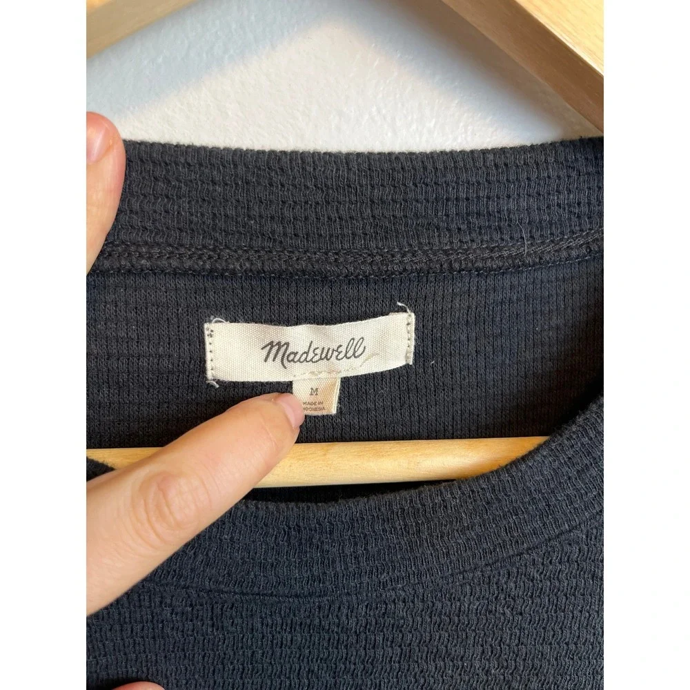 Madewell Puff Sleeve Textured Knit Sweatshirt Crew Neck Size M Long Sleeve Shirt